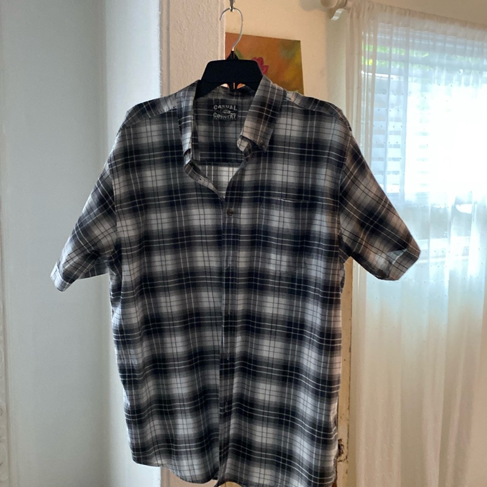 Men’s Casual Country Size L plaid Black/White shirt